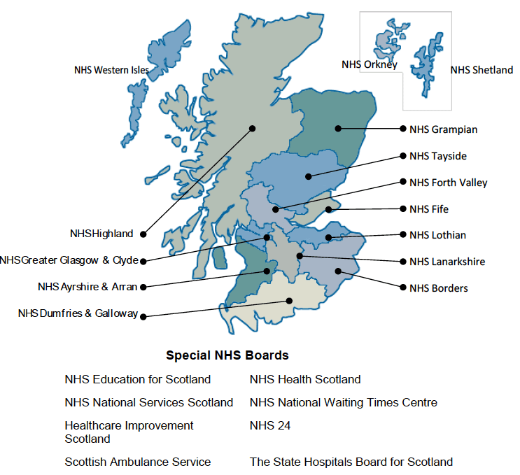 Map of NHS Boards