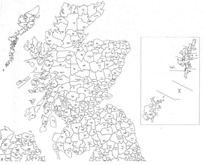 Figure 77: Telephone area codes in Scotland