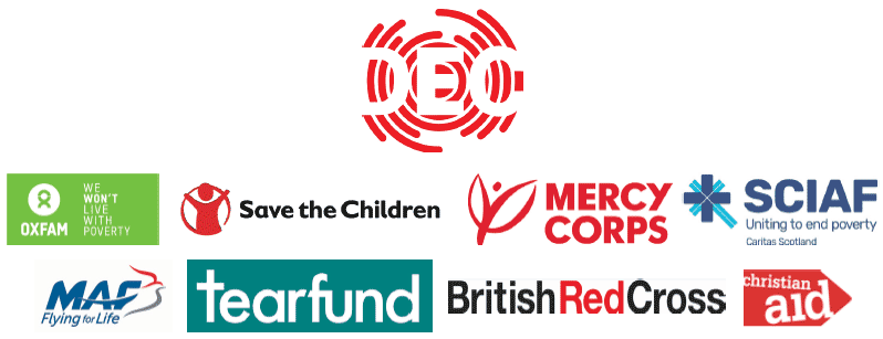 Humanitarian Emergency Fund (DEC Appeal, Oxfam, Save the Children, Mercy Corps, Scottish Catholic International Aid Fund, Mission Aviation Fellowship, British Red Cross, Christian Aid)
