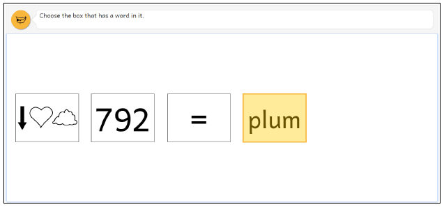 Figure 11: Example of a P1 Tools for reading question, ‘Select the word’