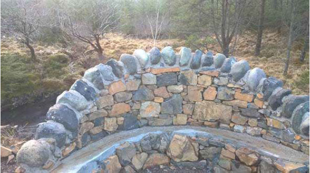 Drystone wall seating, part of landscaping improvement project