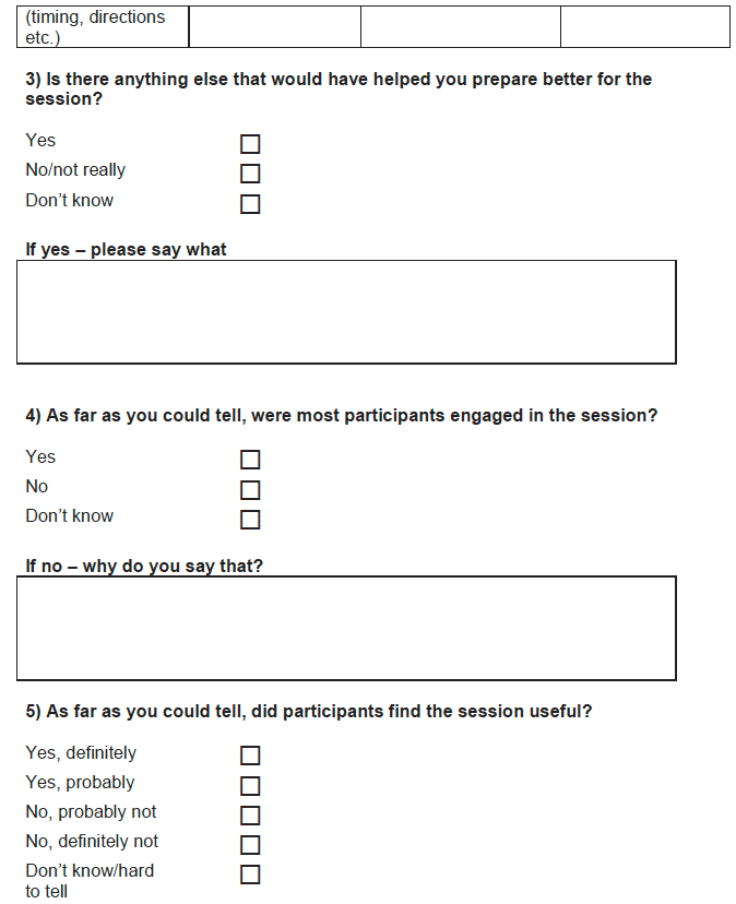 Contributor questionnaire