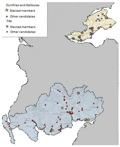 Figure 3.2: Geographical distribution of candidates