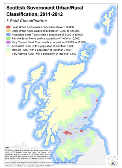 Figure 4.1 Scottish Government 8-fold urban/rural classification 2011-2012