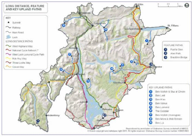 LLTNP map of paths and walking related outdoor recreation