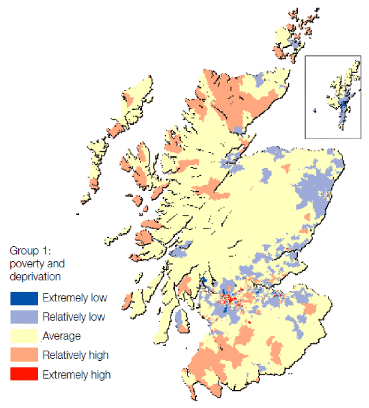 Figure 5. An example of a map representing an underlying factor of vulnerability: ‘poverty and deprivation’
