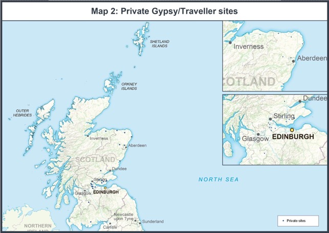 Map 2: Private Gypsy/Traveller sites