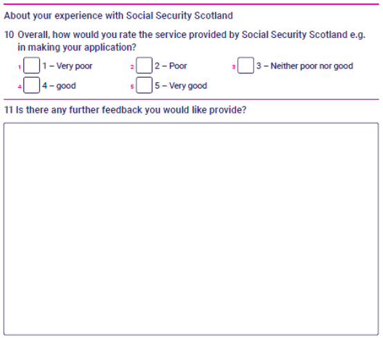 About your eperiance with Social Security Scotland