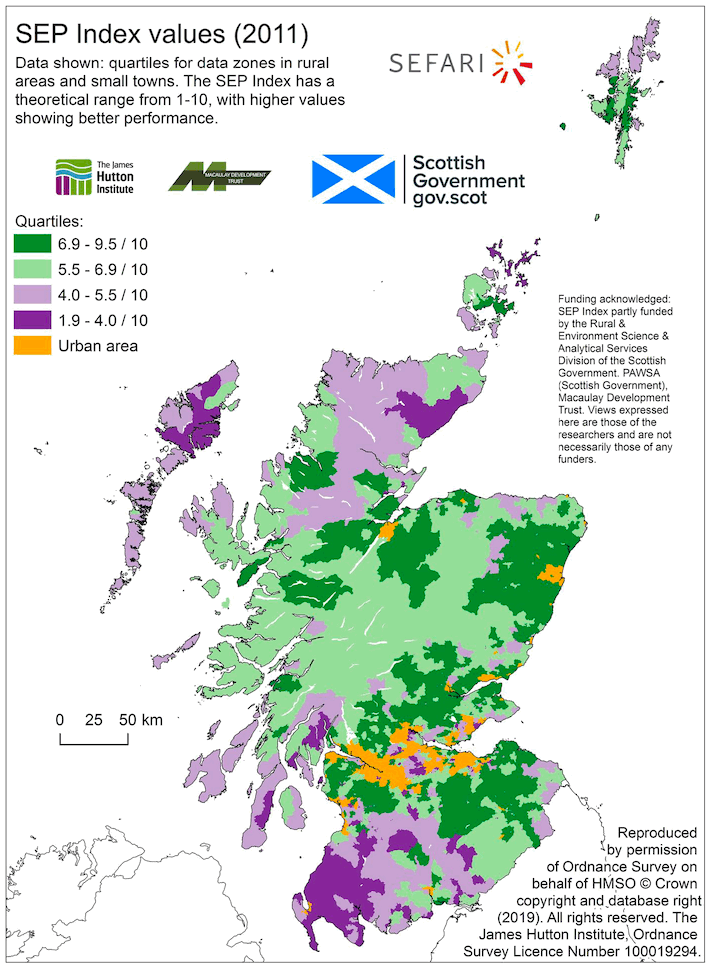 Figure 3: The relative socio-economic performance of rural areas in Scotland
