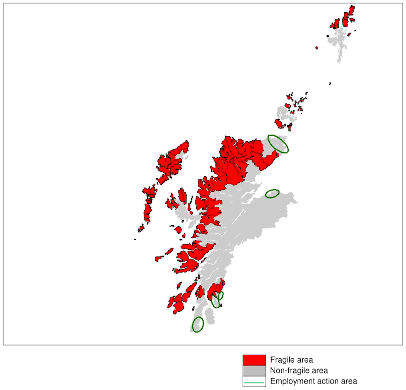 Figure 4: Fragile Areas and Employment Action Areas in the Highlands & Islands, 2014
