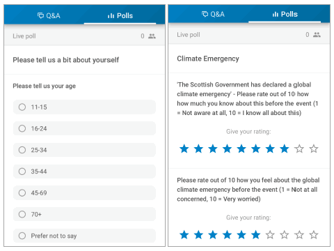 Figure 2: Screenshots of Slido feedback form