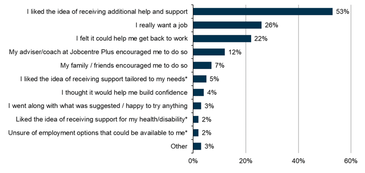 Figure showing reasons for signing up for support for 2020 cohort