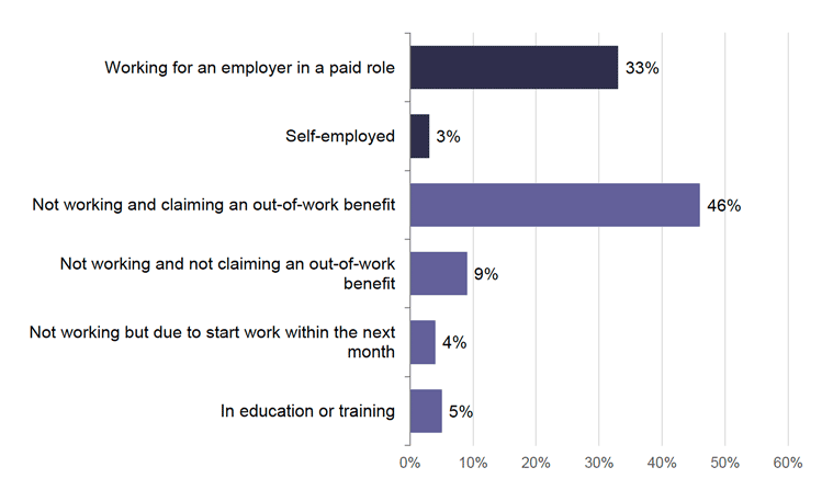 Figure showing employment status for the 2020 cohort