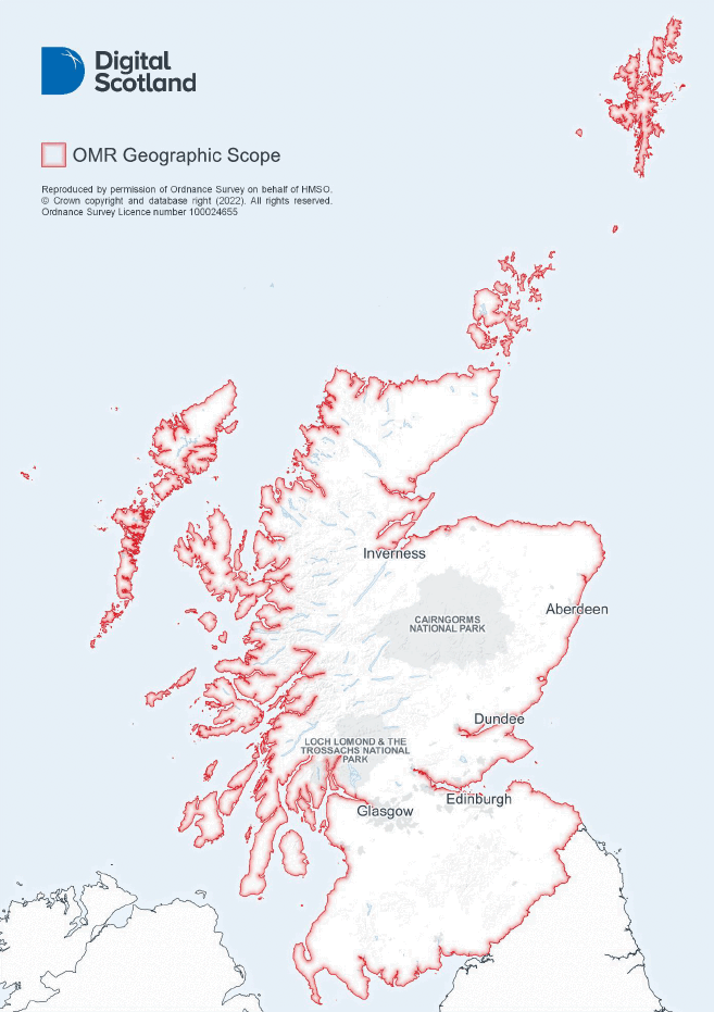 Map showing the geographic scope for the Open Market Review. The scope is all of Scotland.