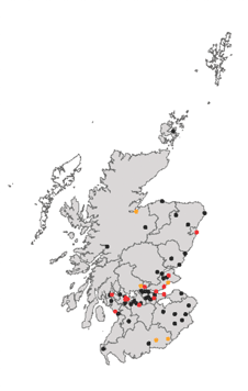 A series of map charts showing the locations of Wastewater Treatment Works where BA.2 has been detected at various dates between January and February 2022.