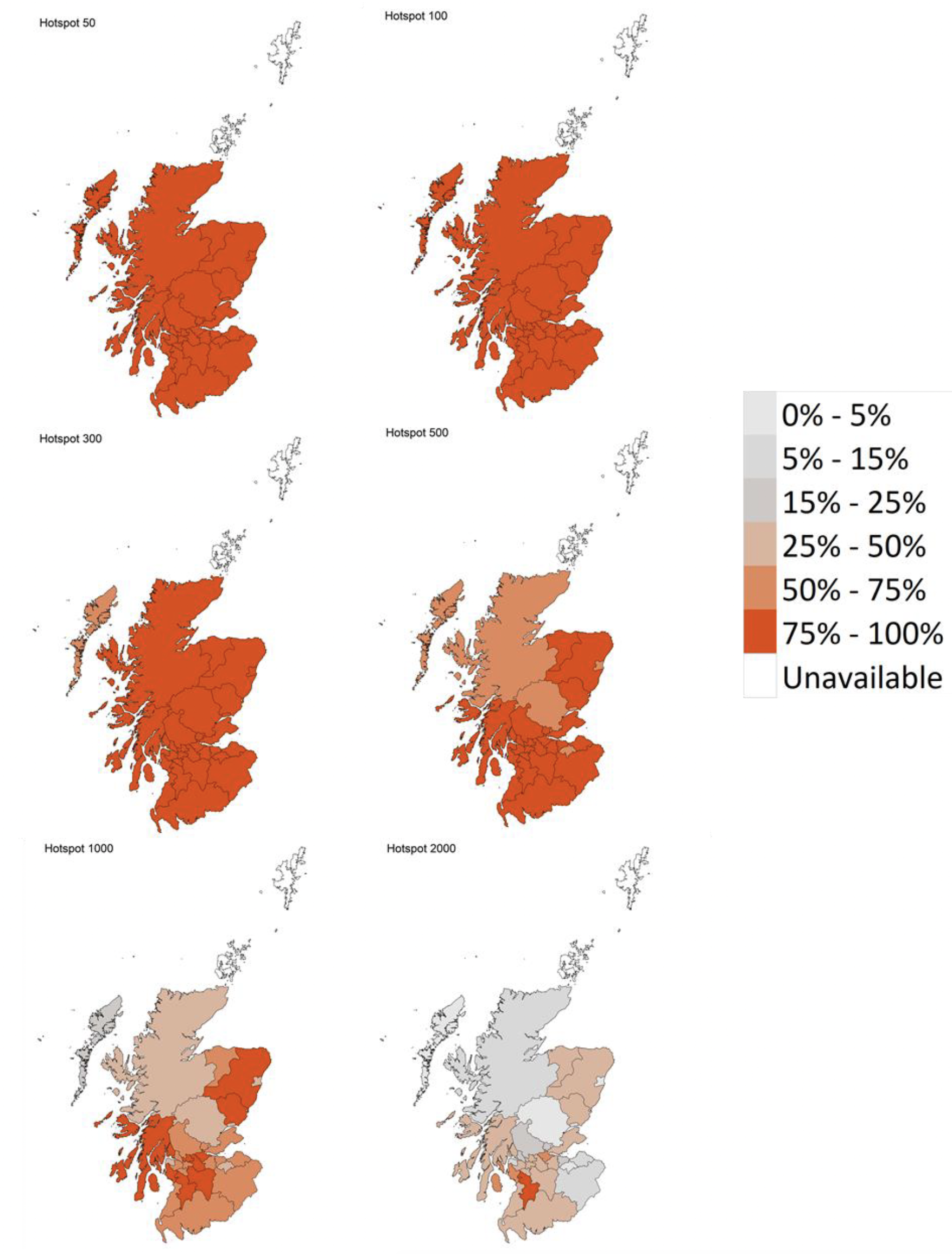 A series of maps showing the probability of local authority areas exceeding thresholds of cases per 100K (20th March to 26th March 2022).