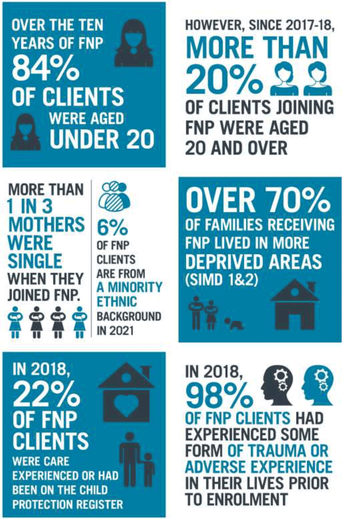 the infographics relate to the information in Section 1 Intake and Client Characteristics. They provide some of the statistics in a designed format.