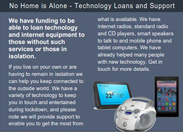 A picture of a page from a local newspaper called the  “Sanday Trust Times” showing an advert for the technology loan and support scheme.
