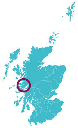 Map of Scotland showing the location of Kinlochaline Fish Farm in Argyll West Scotland.