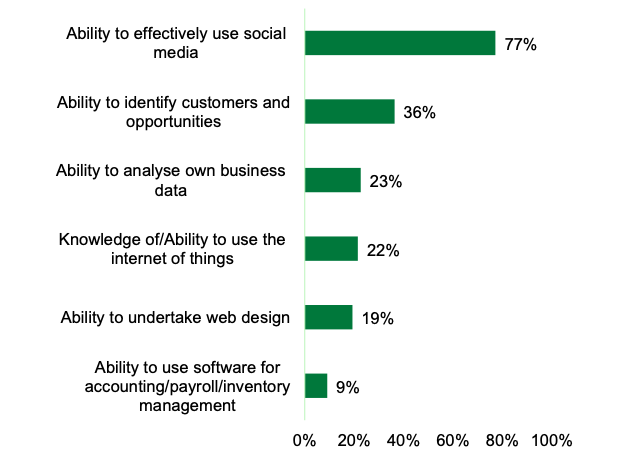 Bar chart showing that the main digital benefit for participants was the ability to effectively use social media