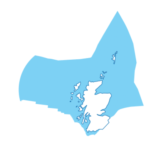 A map showing the scale of Scotland's sea compared to its land mass.