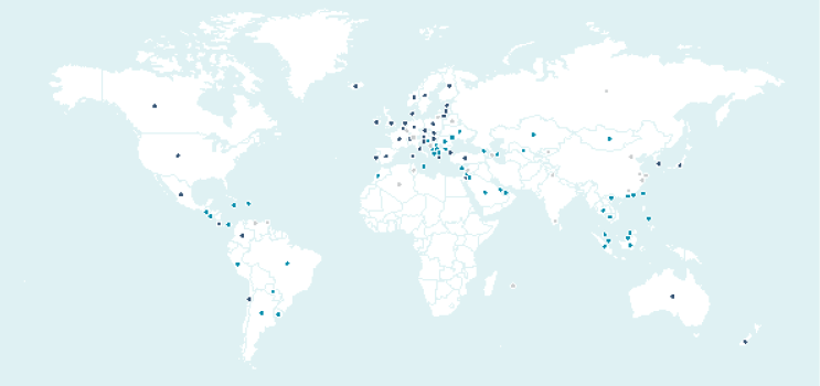 A world map showing the 81 countries that participated in the PISA 2022 study.