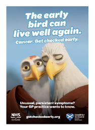 Poster of two birds close together.