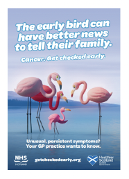 Poster of a family of birds close together and standing in water.