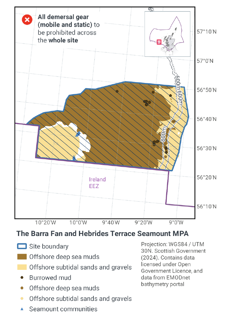 Map showing prohibition of all demersal gear across the entirety of the MPA