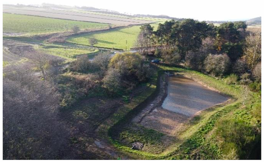 Aerial photo of Balgavies Loch Sediment Treatment Pond in Angus