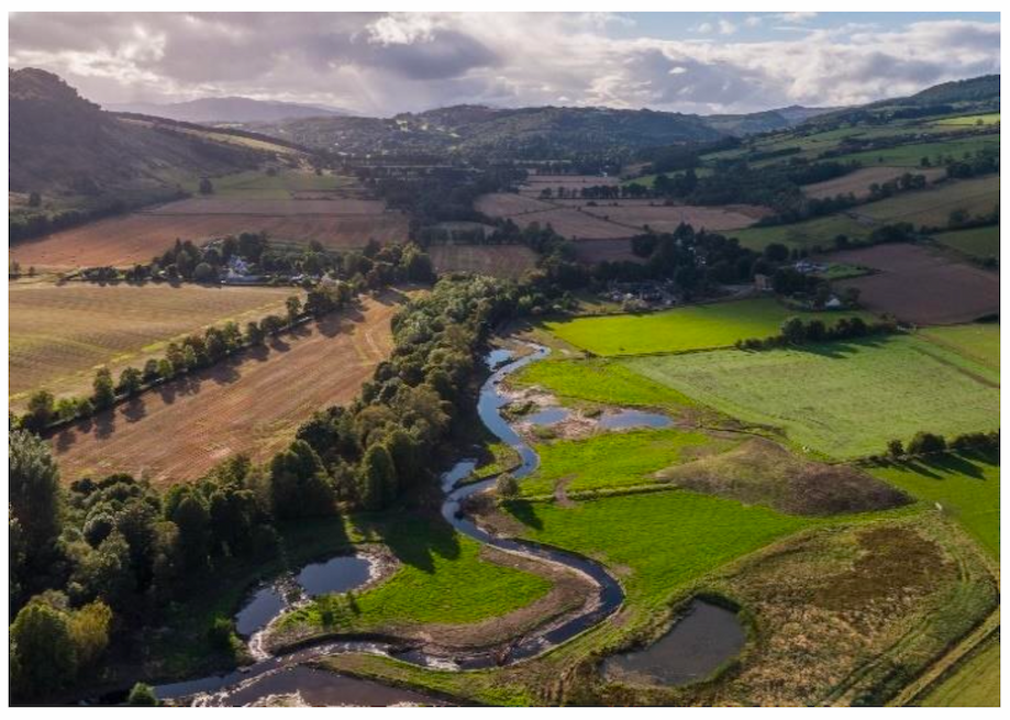 Aerial photo of the Peffery Catchment Restoration Programme project site, Highland.