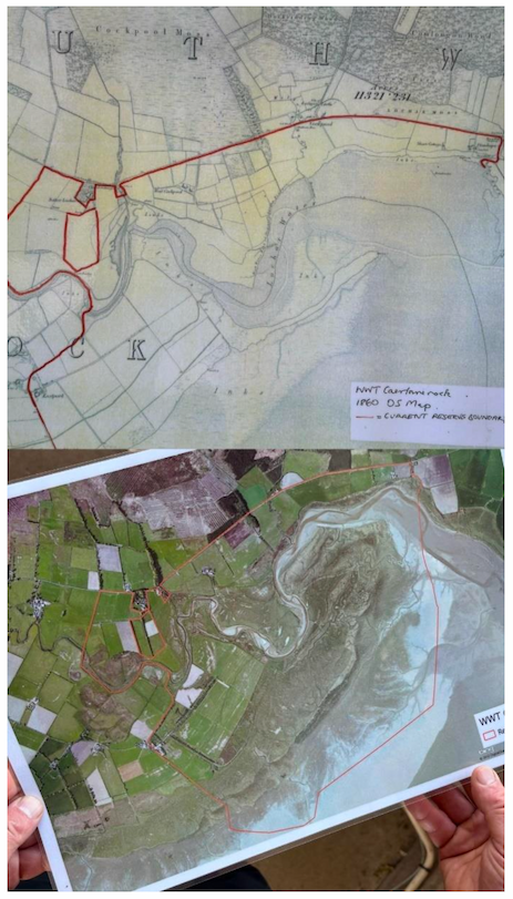 Two photos of maps of the fieldwork site in Dumfries and Galloway.