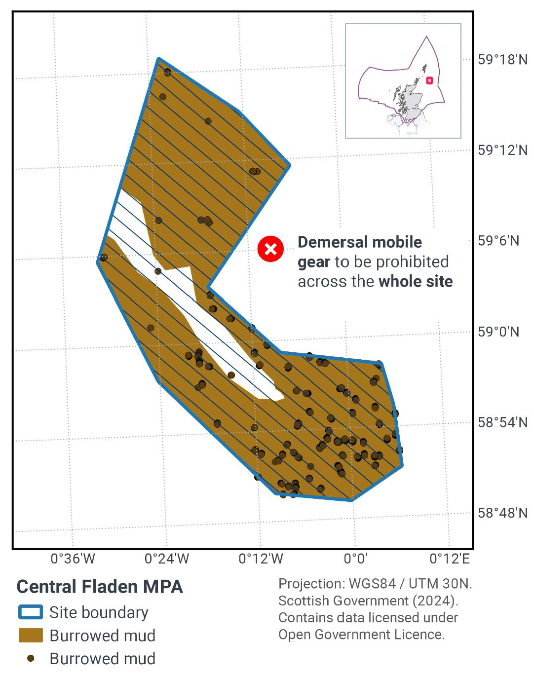Map of MPA showing demersal mobile gear to be prohibited across the entirety of the MPA