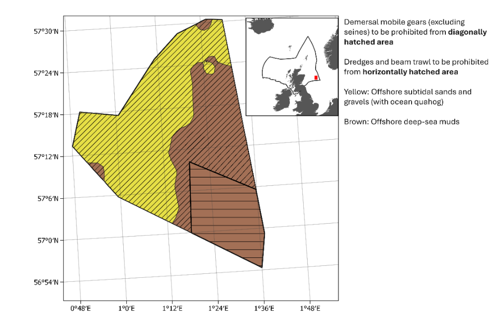 Map showing zoned management measures for East of Gannet and Montrose Fields NCMPA.