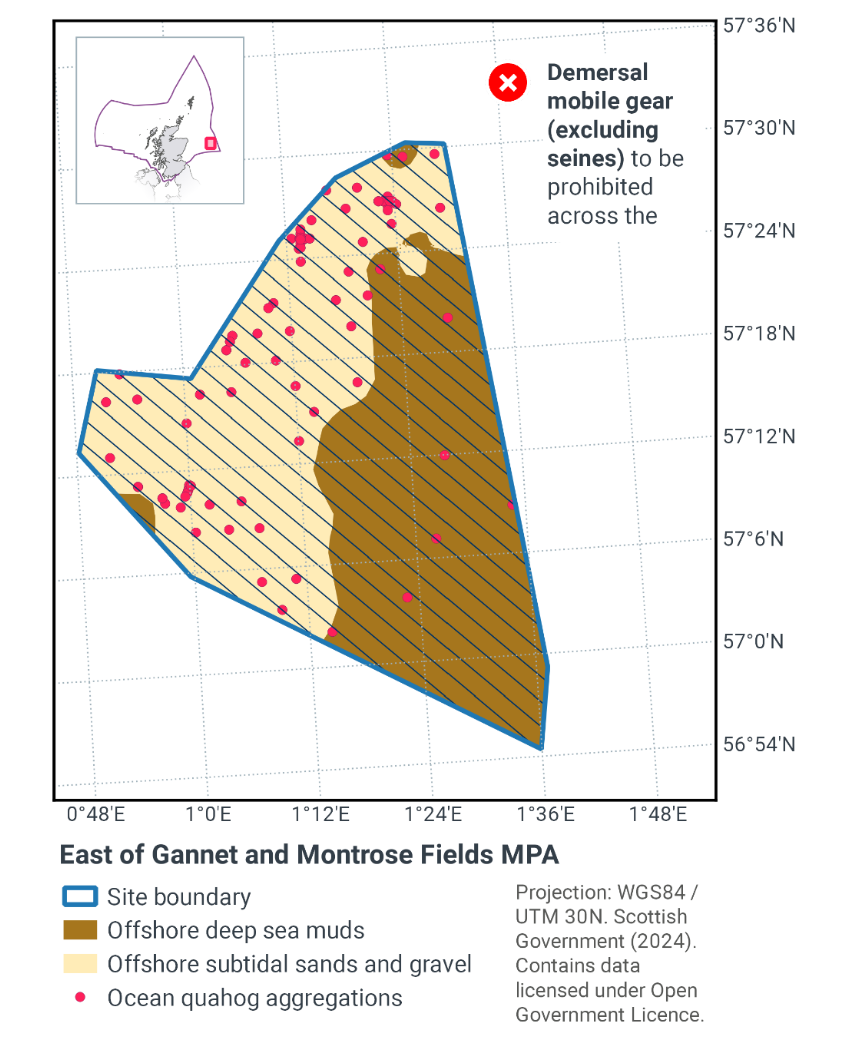 Map of the MPA showing that across the entirety of the site all demersal mobile gear (excluding seines) will be prohibited.