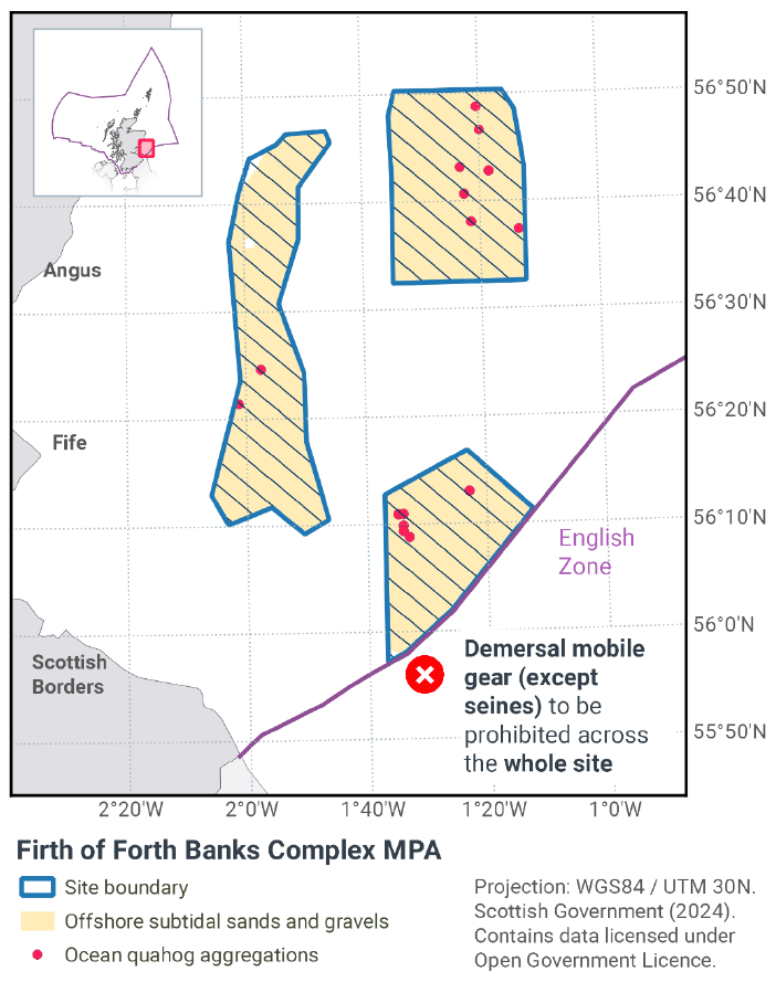 Map of proposed restrictions to fishing in the MPA. Across all three sectors demersal mobile gear (except seines) would be prohibited.