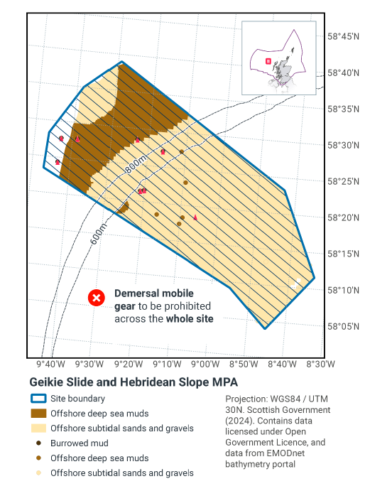 Map of the MPA showing demersal mobile gear to be prohibited from use across the entirety of the MPA