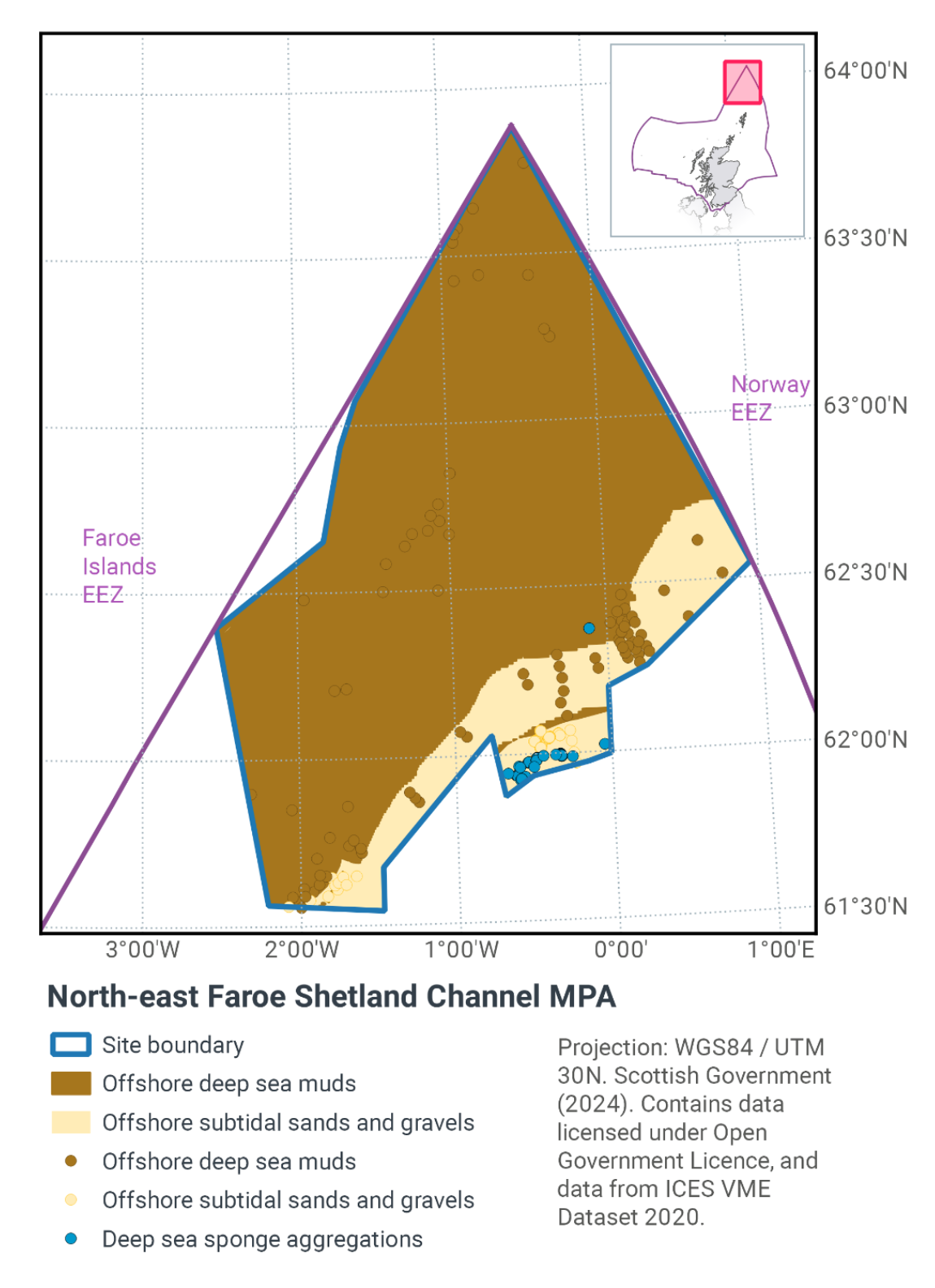 North-East Faroe-Shetland Channel NCMPA site map.