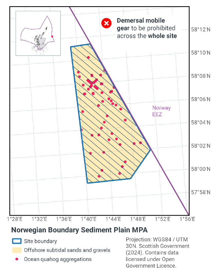 Map of the MPA showing all demersal mobile gear to be prohibited across the entire site