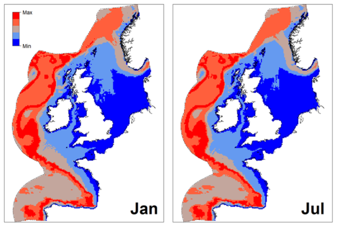 Modelled distribution of long-finned pilot whale around the British Isles