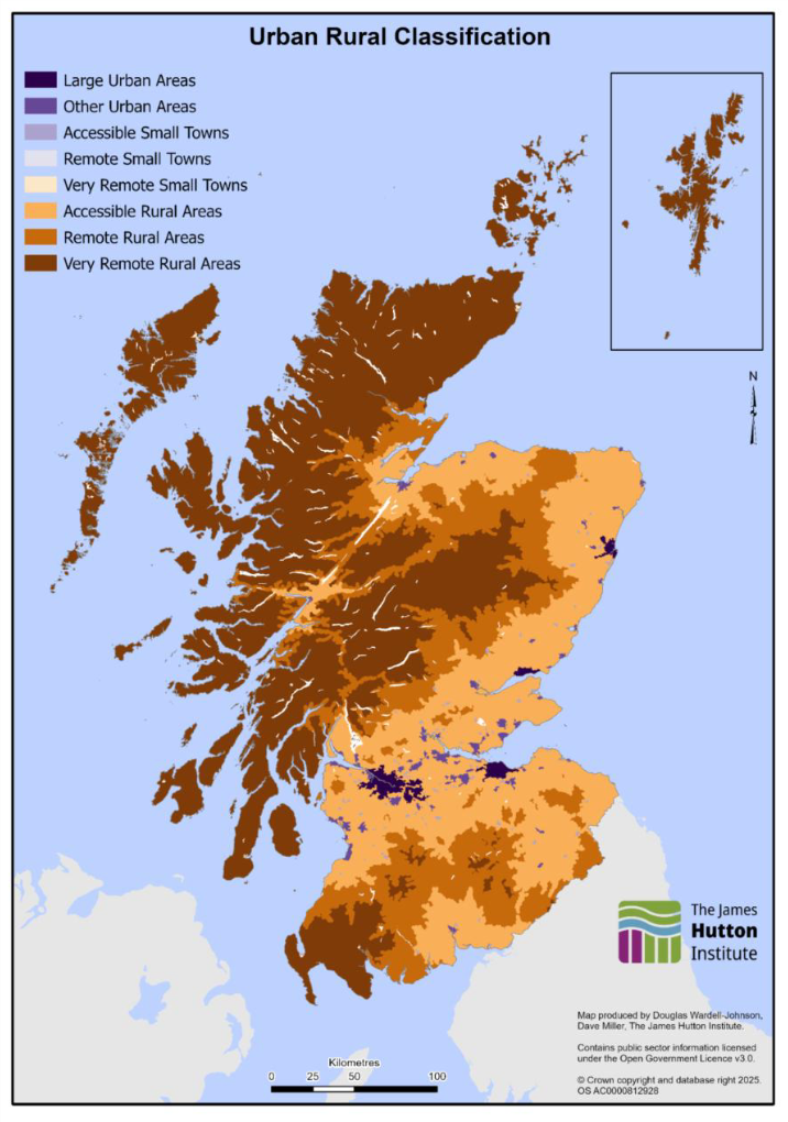 A map of the 2022 Scottish Government Urban Rural Classification. 
