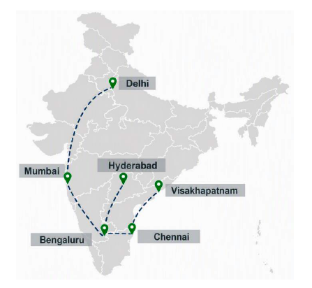 Map showing India's major industrial corridors.