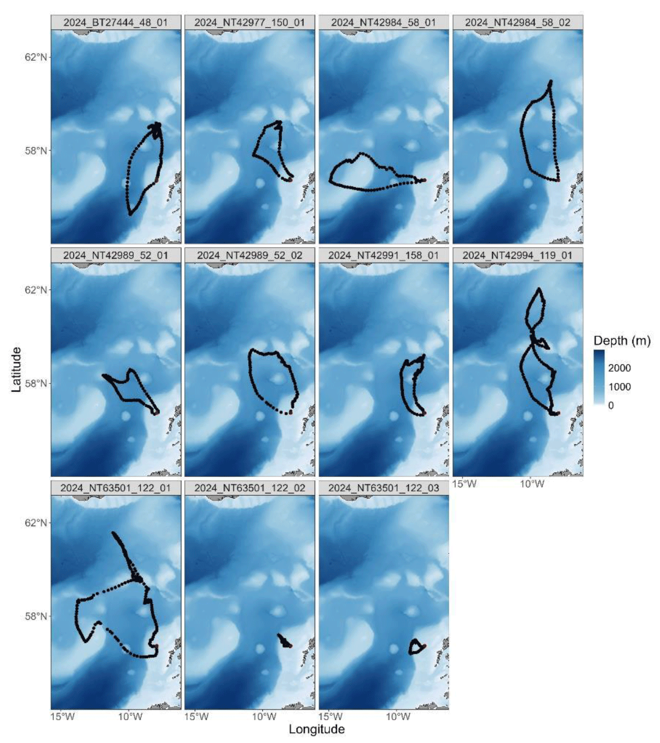 A series of GPS tracks from Leach's Storm-petrels during incubation between June and July 2024 from St. Kilda.