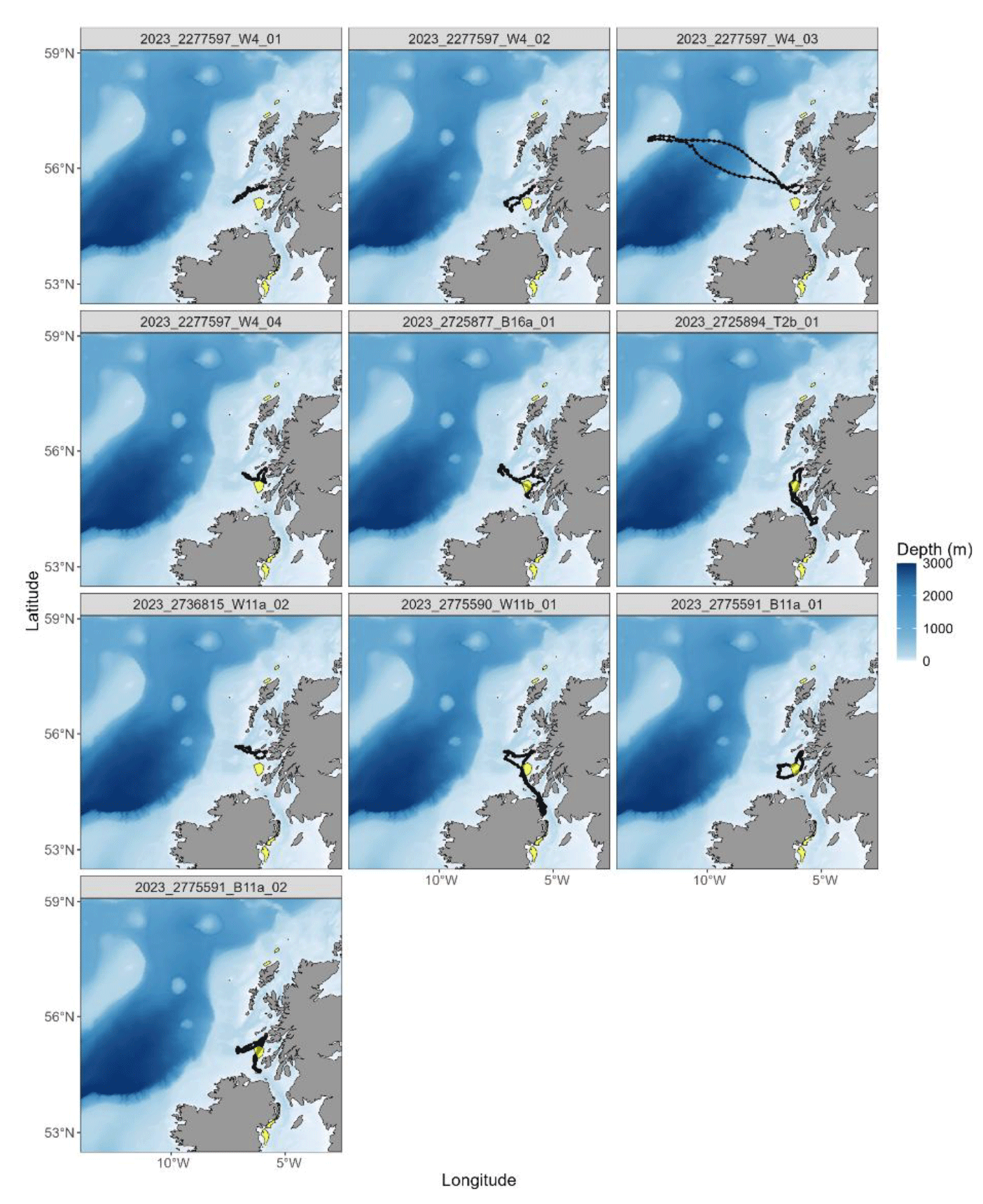 A series of  GPS  tracks from European Storm-petrels tracked in July and August of 2023.
