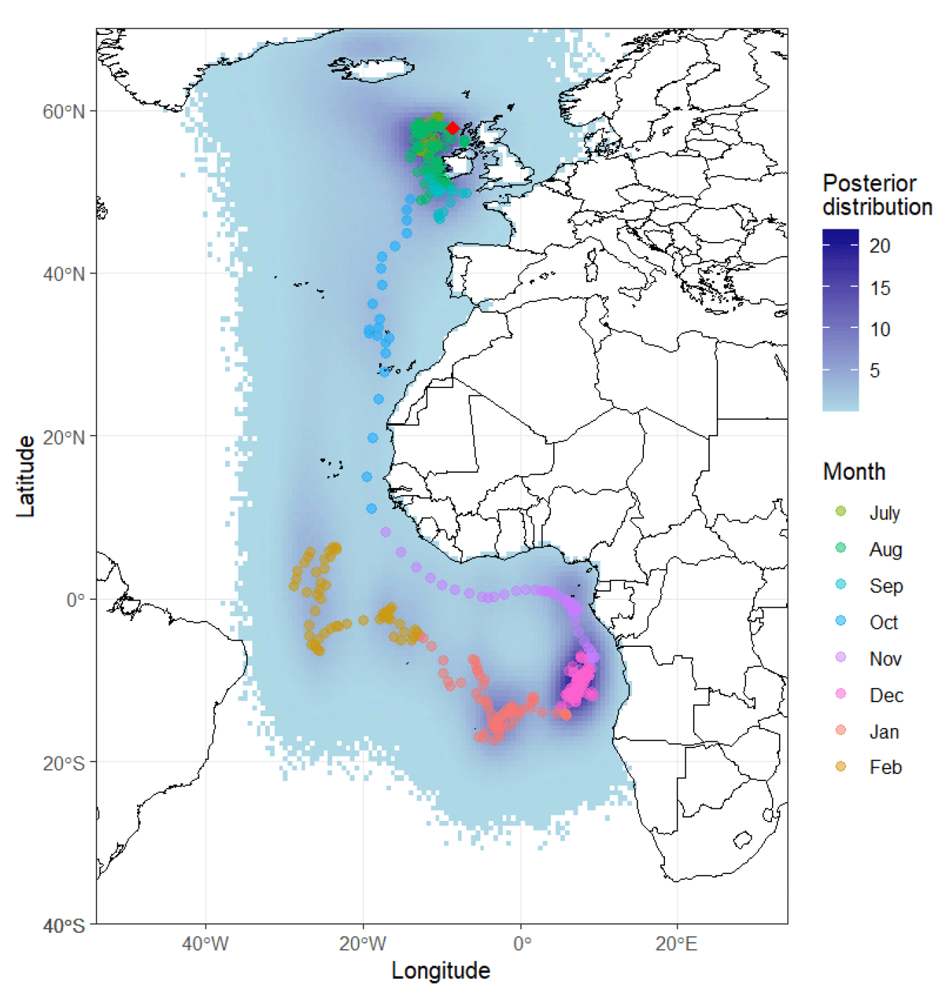 Geolocator data processed using SGAT for a Leach’s Storm-petrel breeding on St Kilda