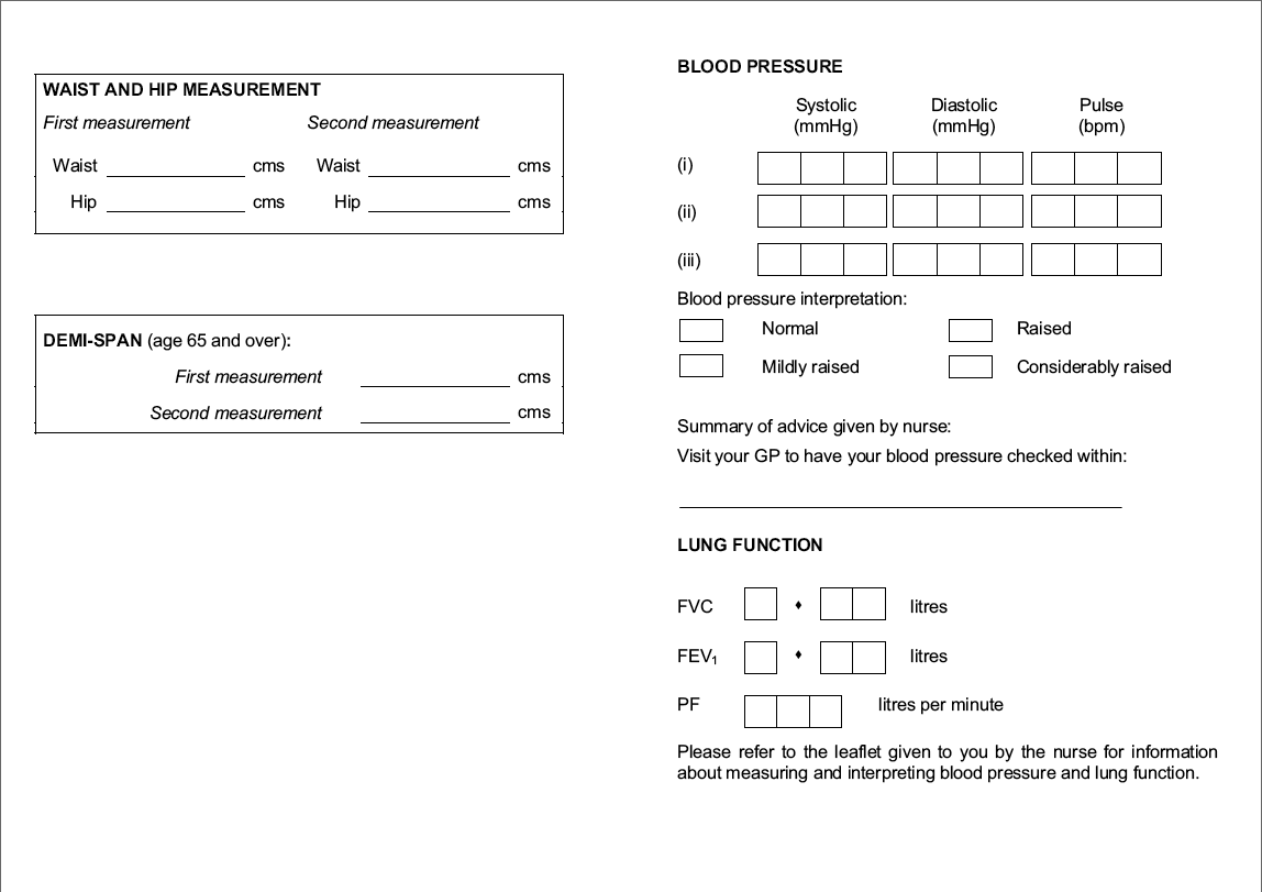 Measurement Record Card