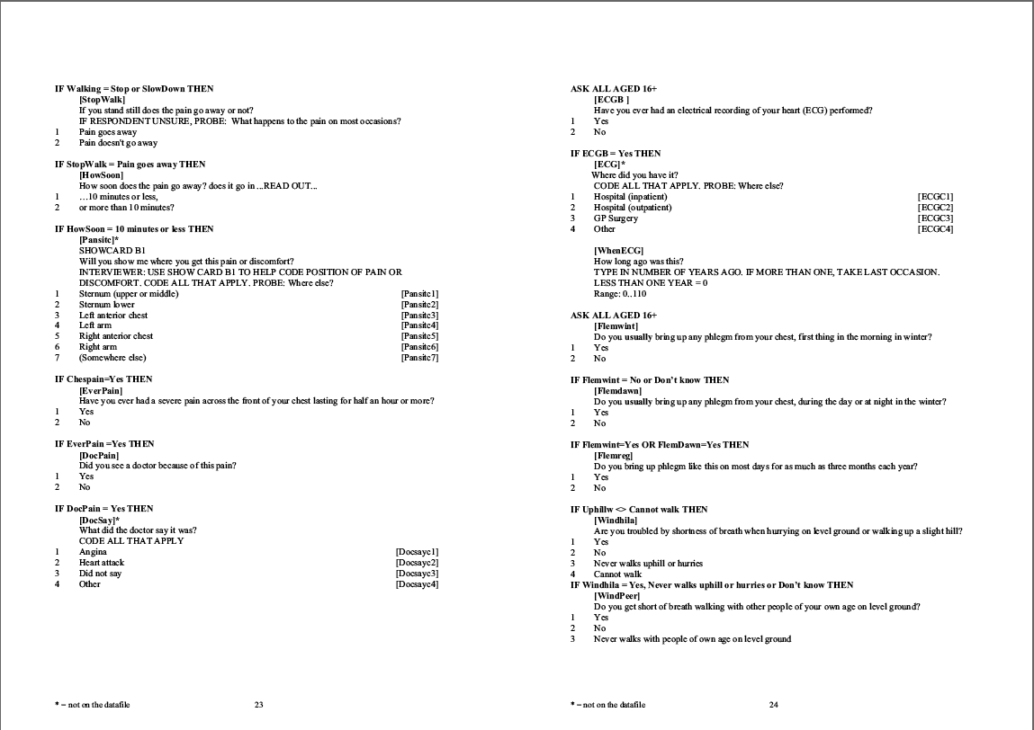 Household questionnaire, individual and nurse questionnaires
