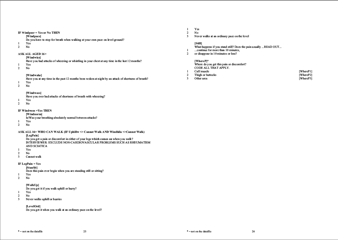 Household questionnaire, individual and nurse questionnaires