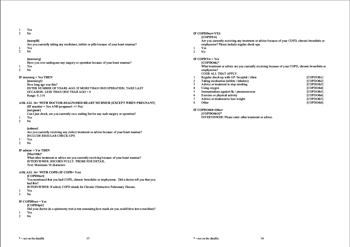 Household questionnaire, individual and nurse questionnaires
