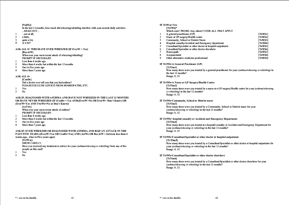 Household questionnaire, individual and nurse questionnaires
